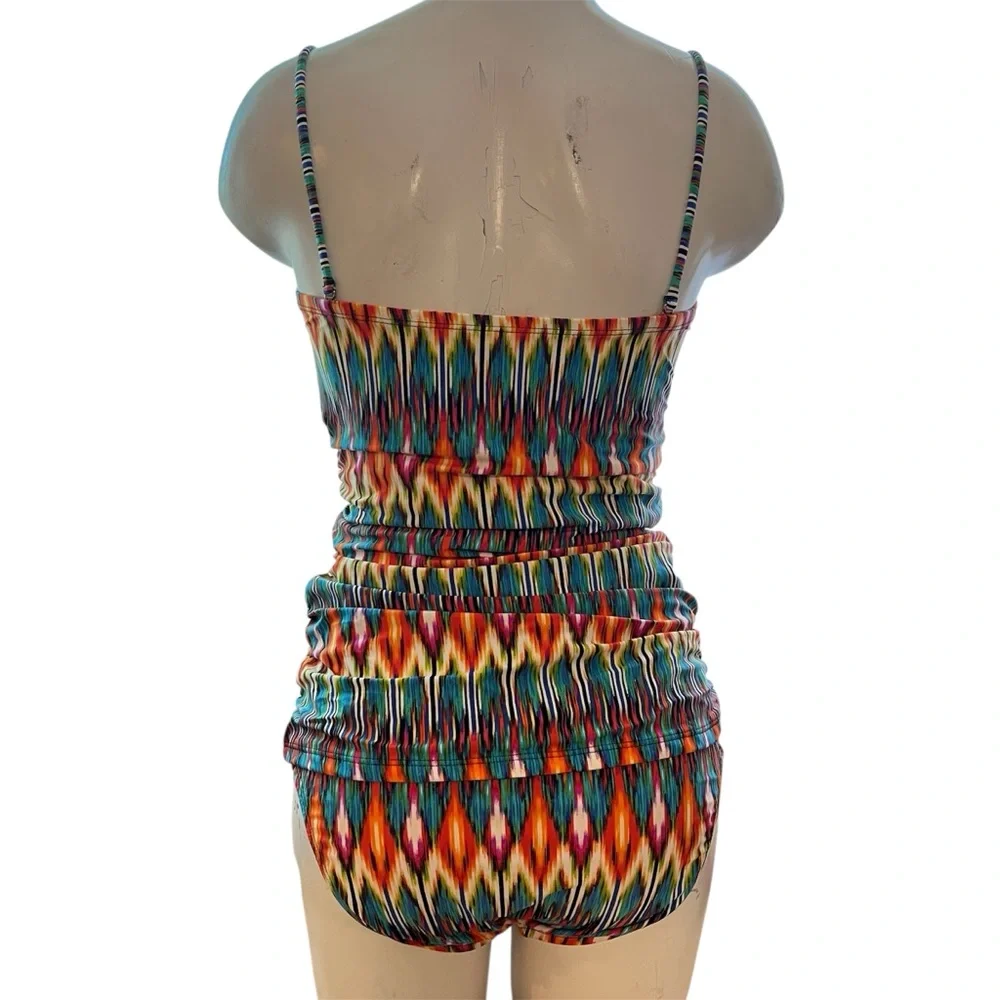 NEW Kenneth Cole Two Piece Tankini Swimsuit Medium Colorful - Picture 3 of 9